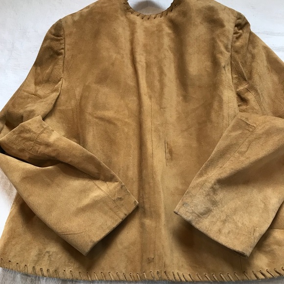 MARKS & SPENCERS**Beige Suede Jacket US 16 - Picture 8 of 8